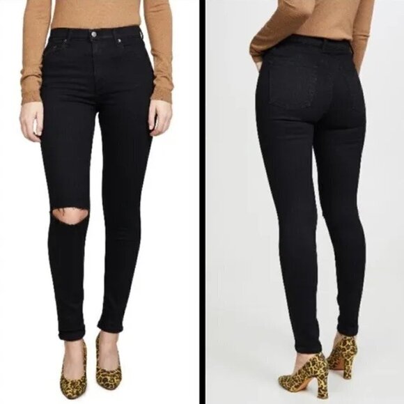 Reformation Serena High Rise Black Jeans Sz 24 - Picture 2 of 11